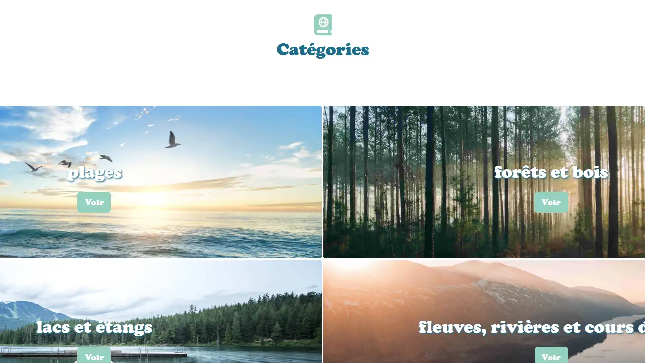 capture page catégories site Nice Places