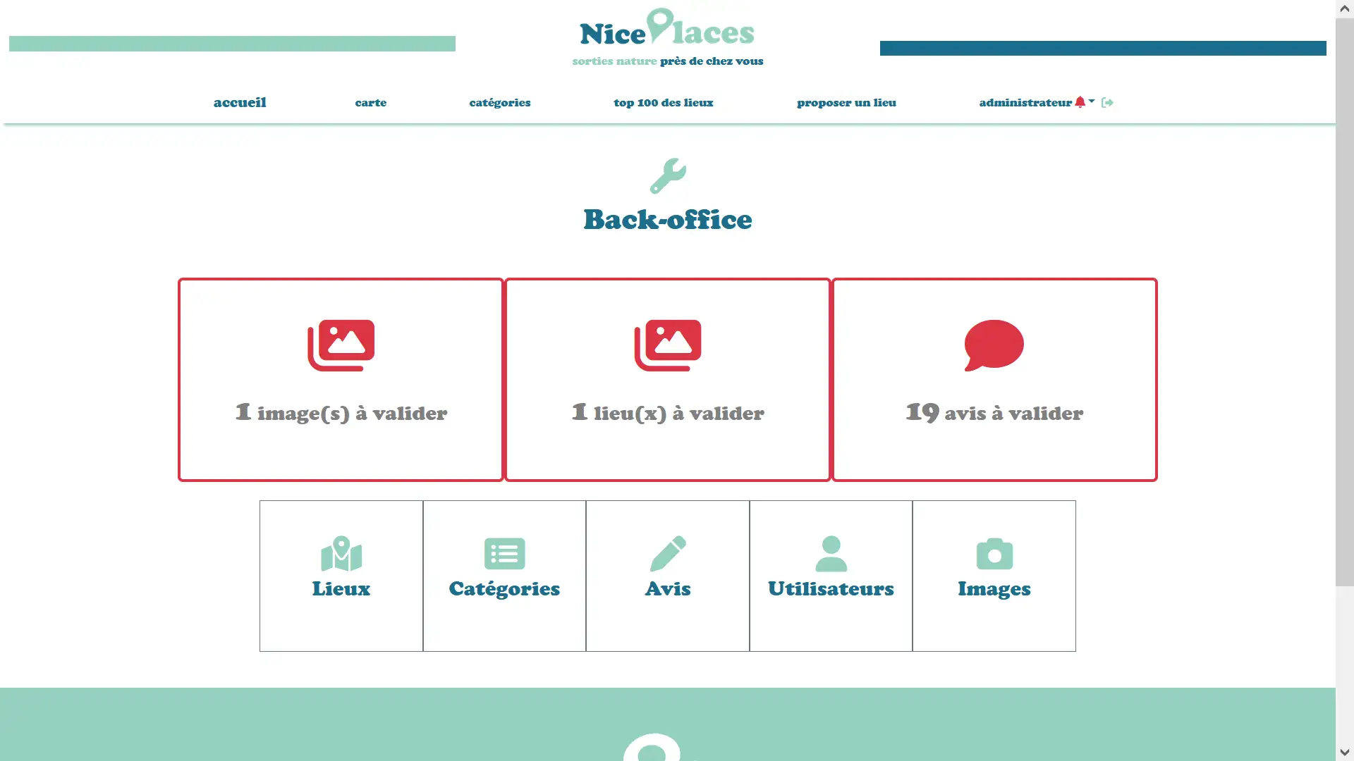 capture page back-office site Nice Places